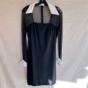 JS Boutique beaded black mesh sleeve dress